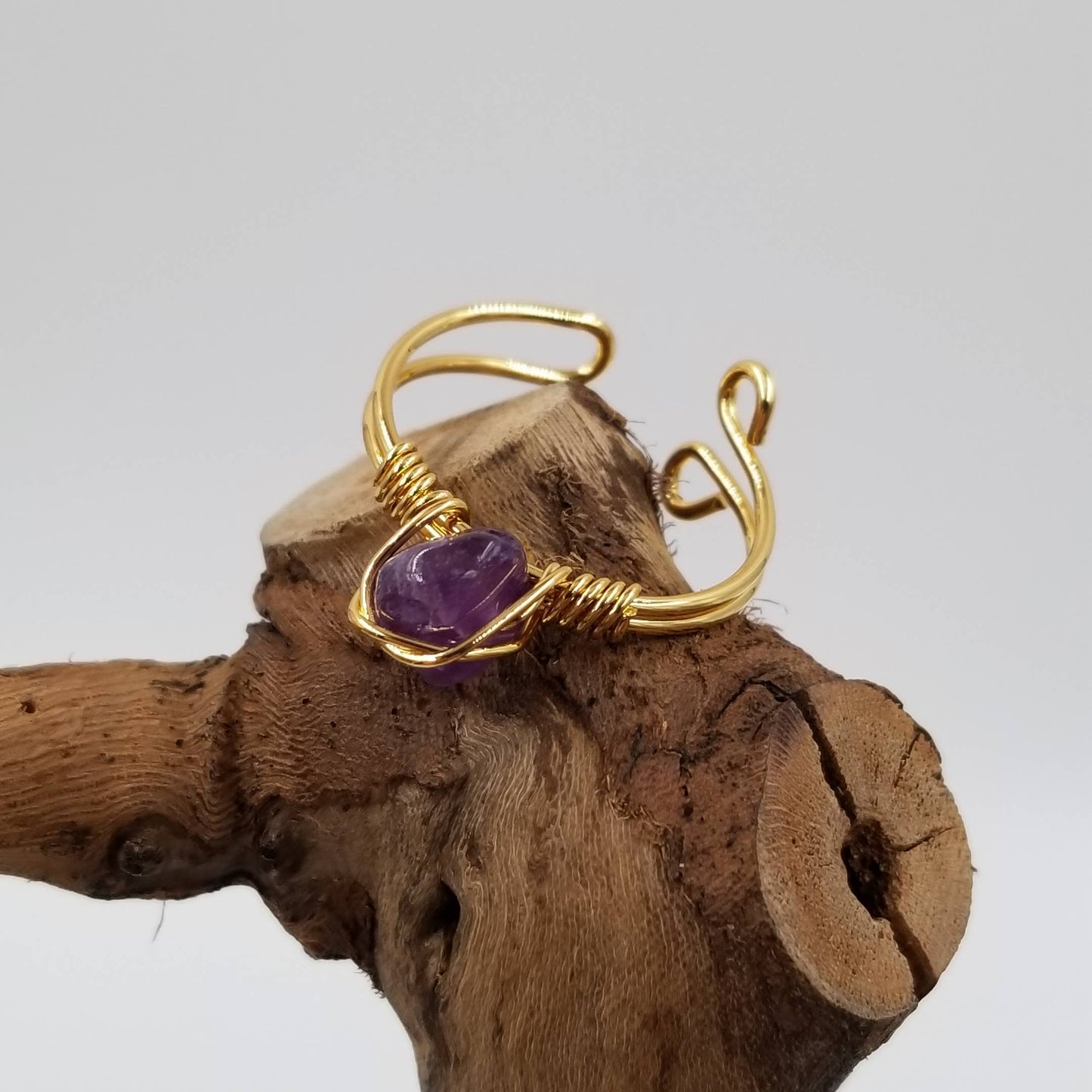 Handmade Natural Stone Open Ring: Green