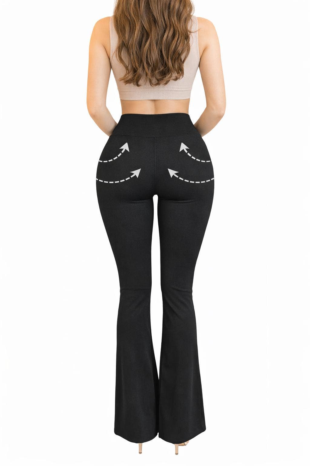 Faja waist control hip lifting flare body shaper yoga pants: Navy