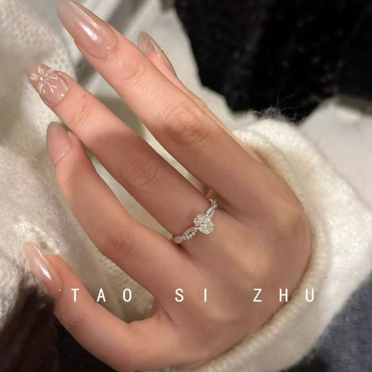 Pavé Crystal Statement Ring: Ballet Swirl / Adjustable