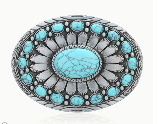 Oval Turquoise Belt Buckle 1366