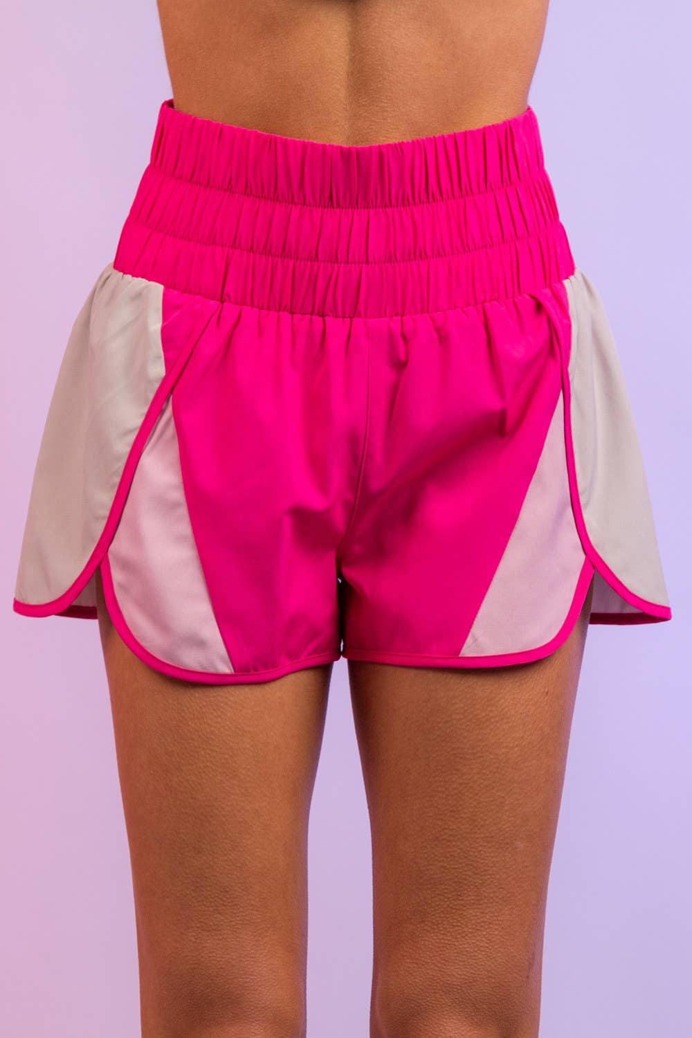 NP70066-Color-block activewear shorts: BLACK / S-M-L/2-2-2