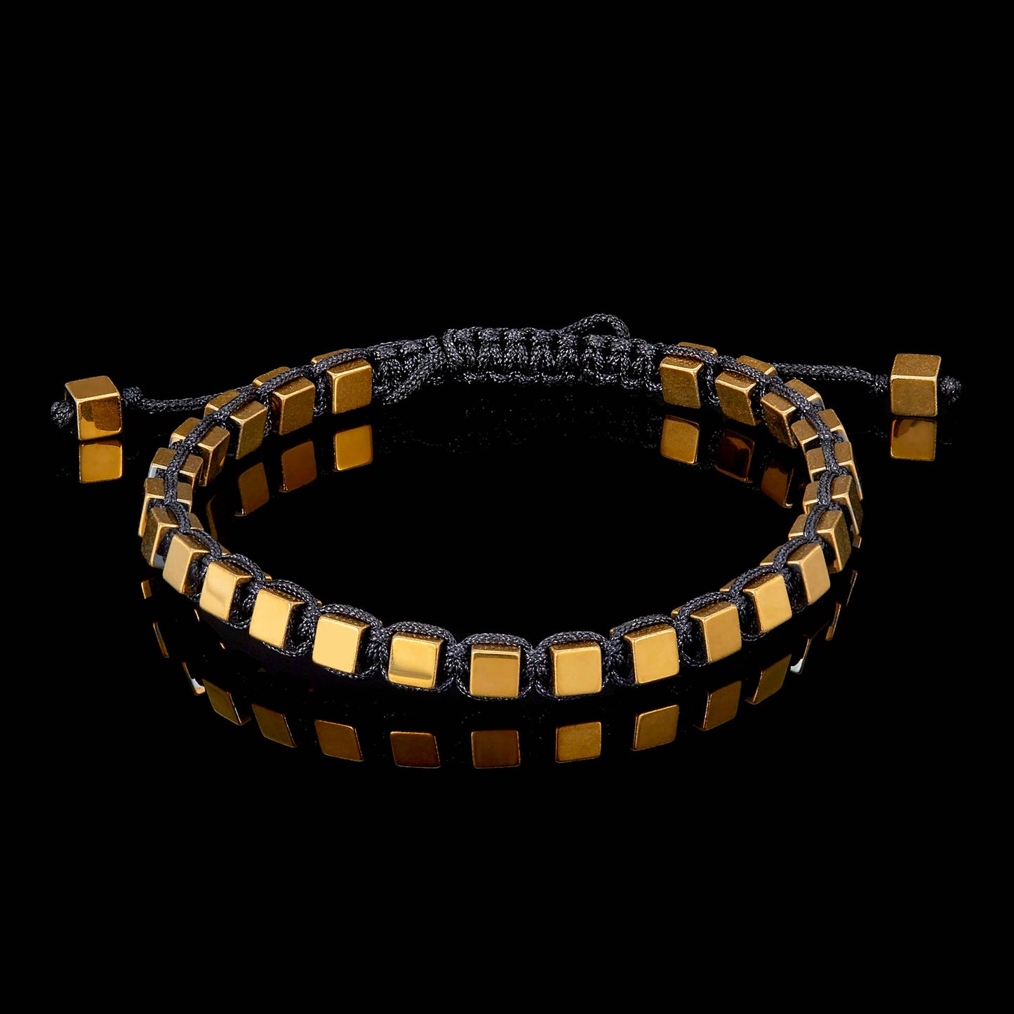 Small Hematite Cube Stone Adjustable Bracelet - 4mm