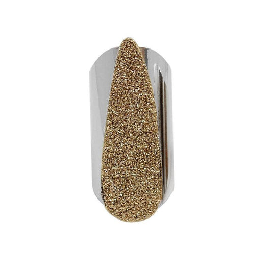 Crystal Teardrop Druzy Ring with Electroplated Band: Gold / Silver