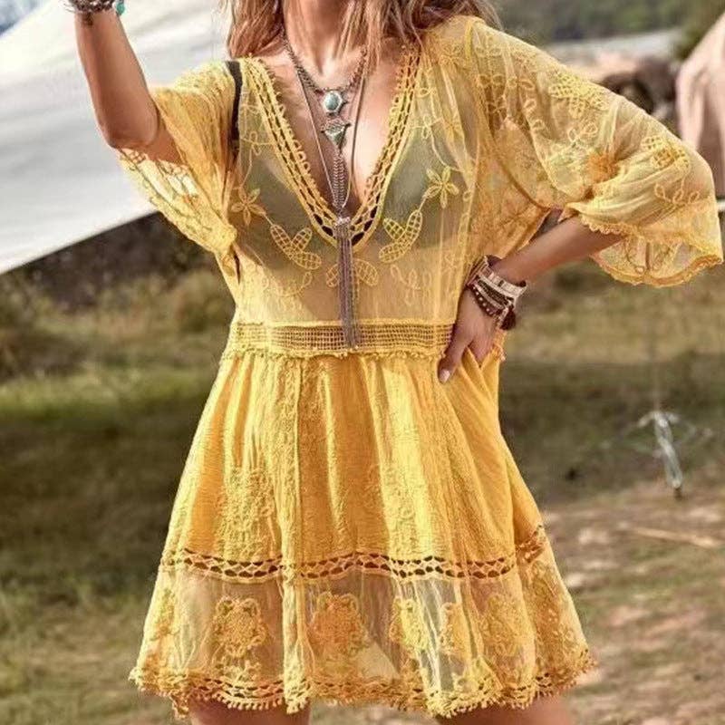 Sexy Loose Beach Cover-Up Dress: WHITE / AVERAGE