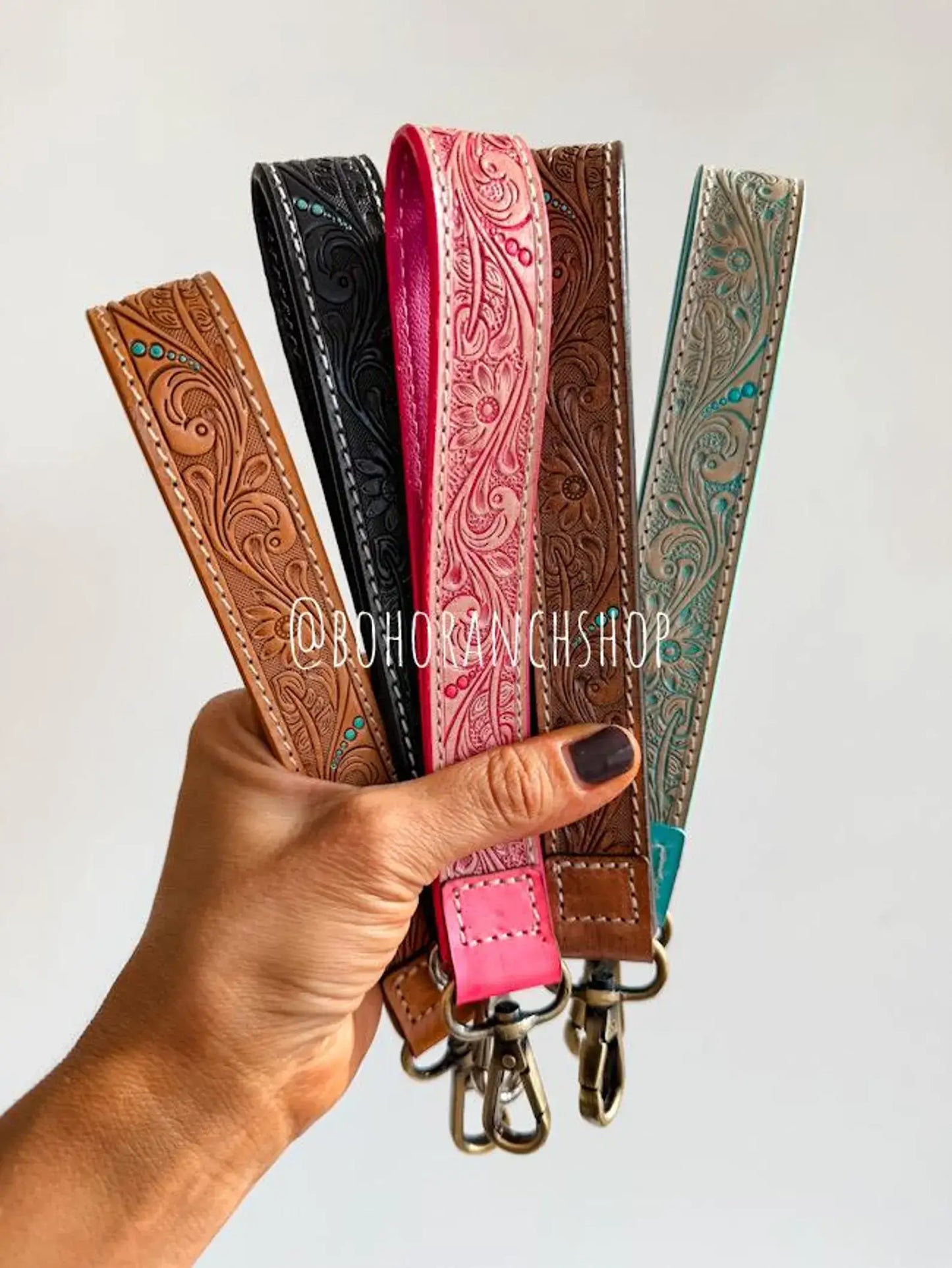 Hand Tooled Leather Keychain - Key Fob: CHUNKY - BROWN