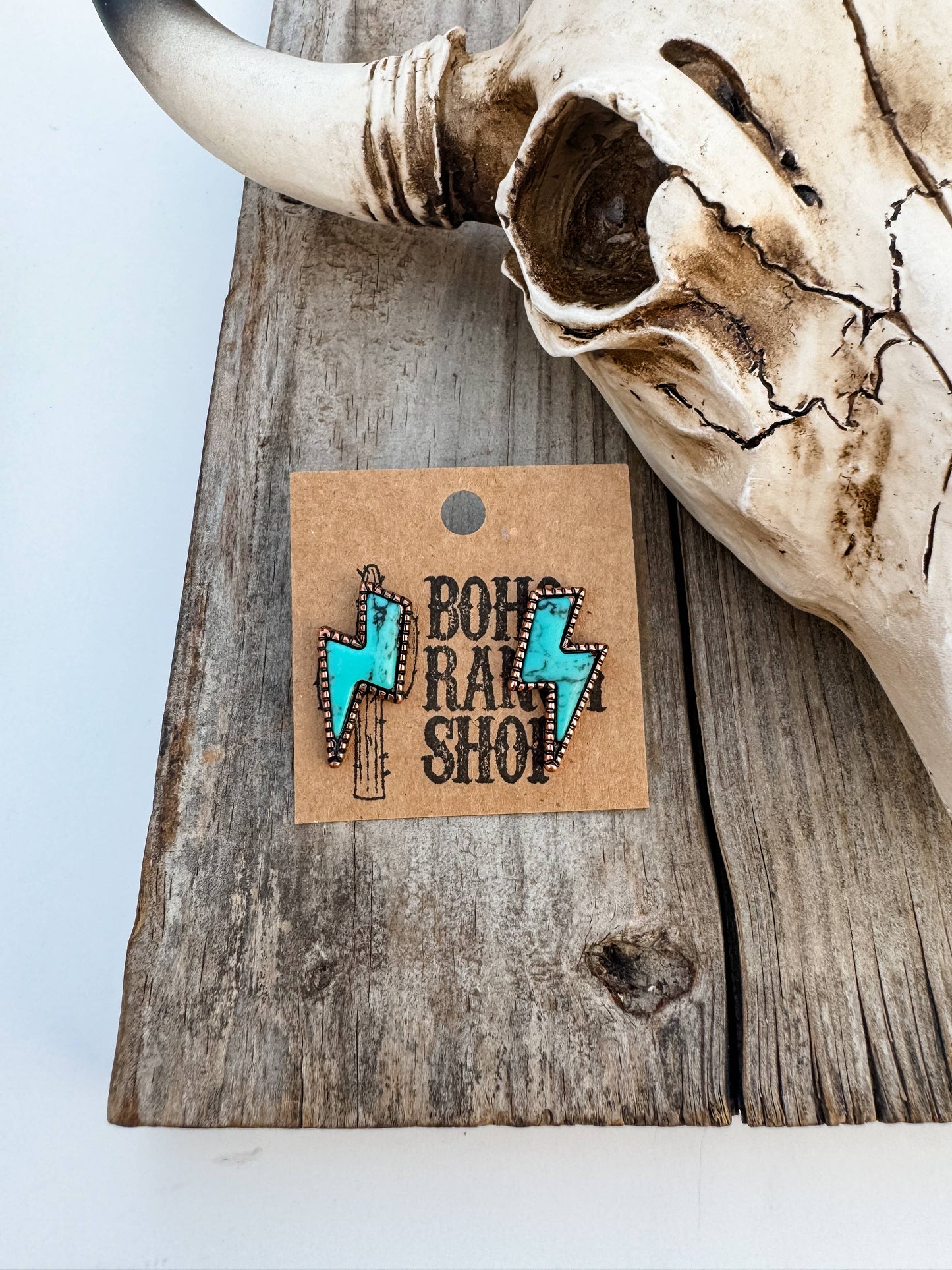 Western Lightning Bolt Thunder Earrings: Turquoise