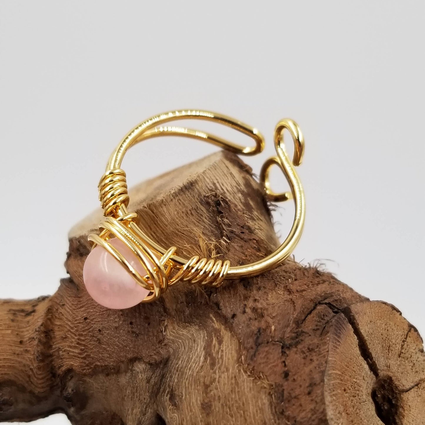 Handmade Natural Stone Open Ring: Green