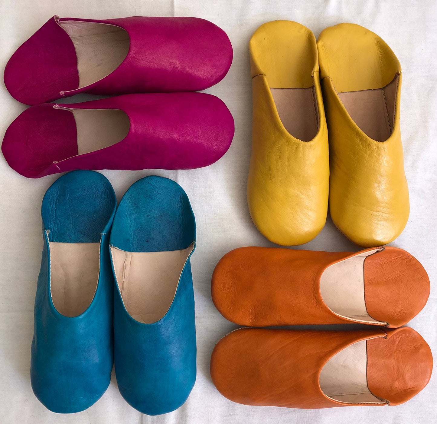 Womens Moroccan Leather Babouche Slippers: Fuchsia / UK 6.5 / US 8