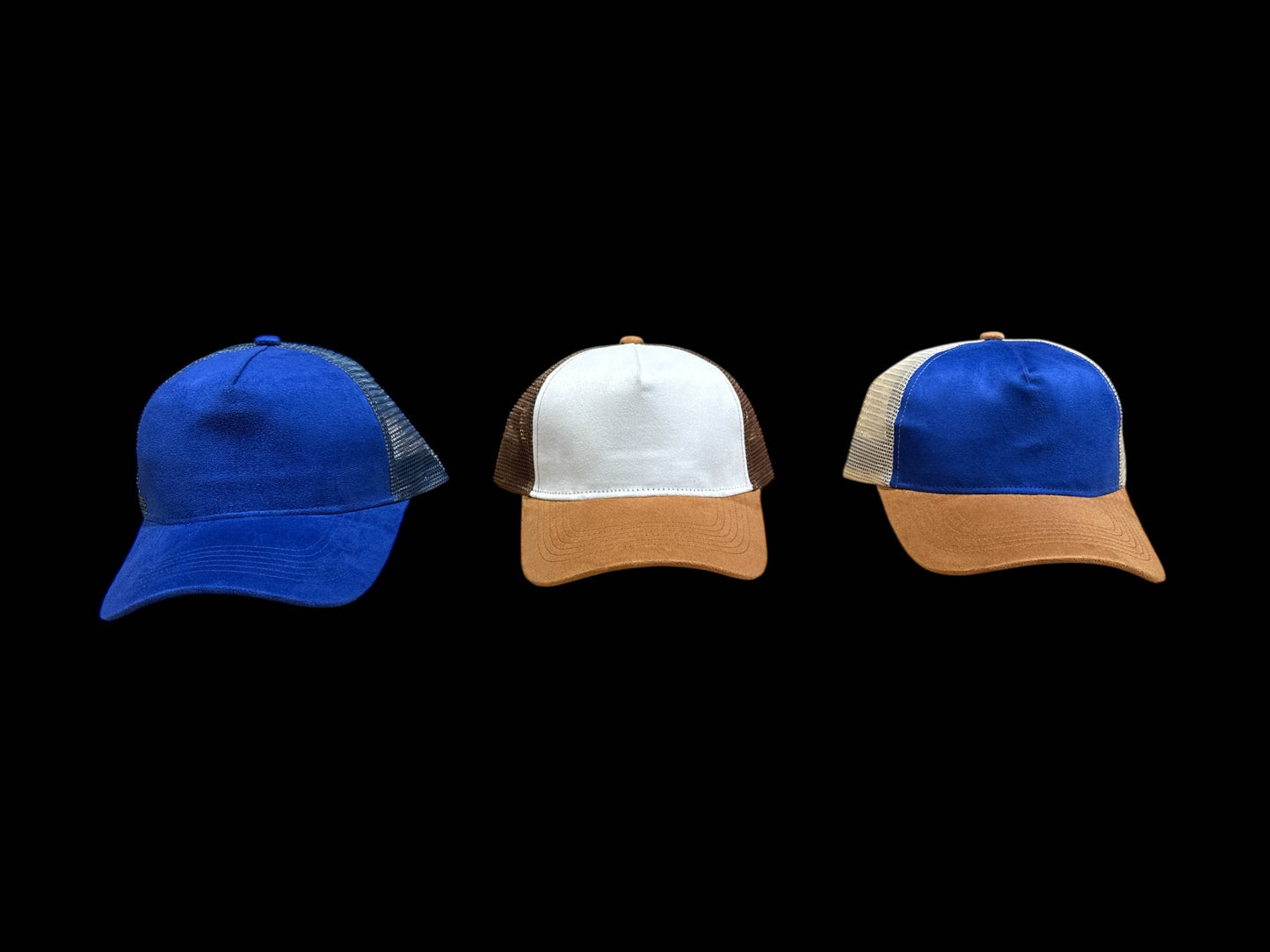 Trucker Cap Vegan Suede : Black/White