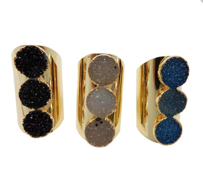 Druzy Crystal Statement Ring: Blue / Silver