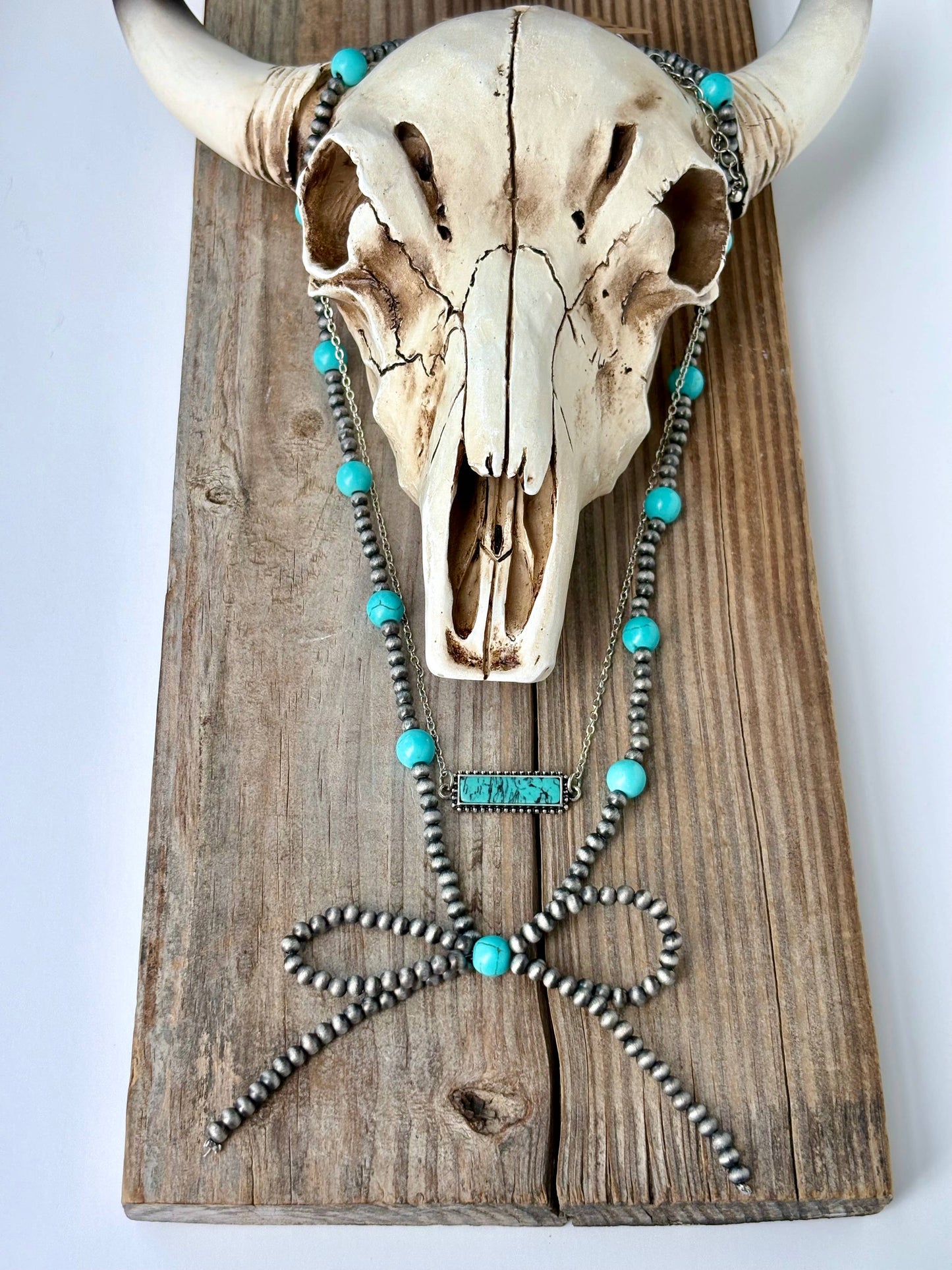 2 Layer Western Style Coquette Bow & Pendant Necklace: Boots