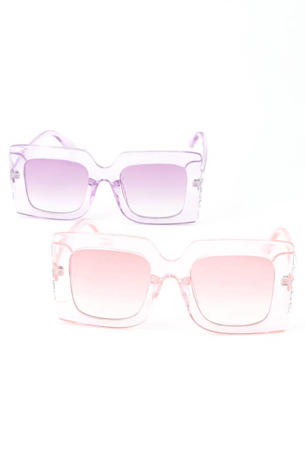 Crystal Accent Oversize Square Sunglasses Set