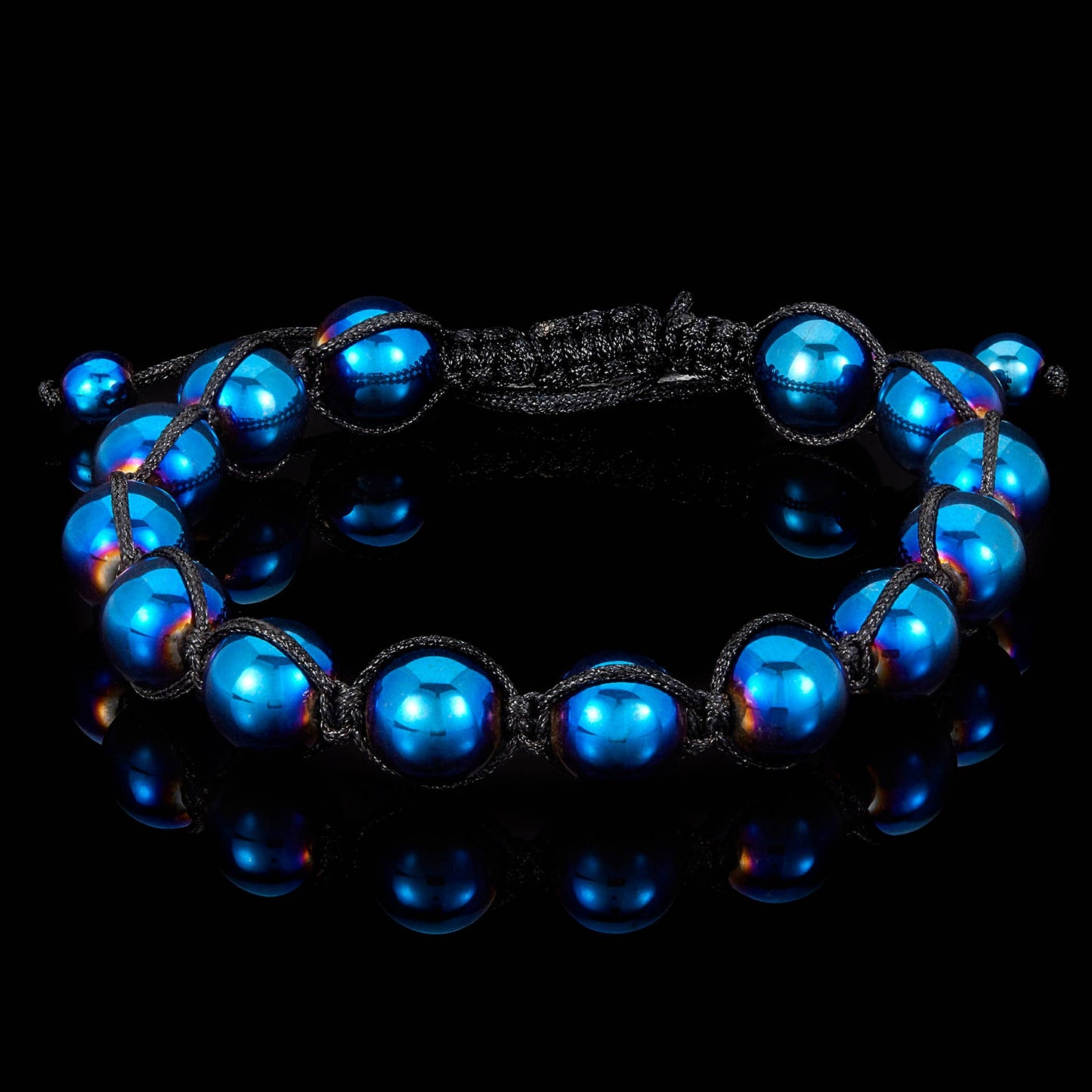 Polished Plated Hematite Stone Beaded Adjustable Bracelet