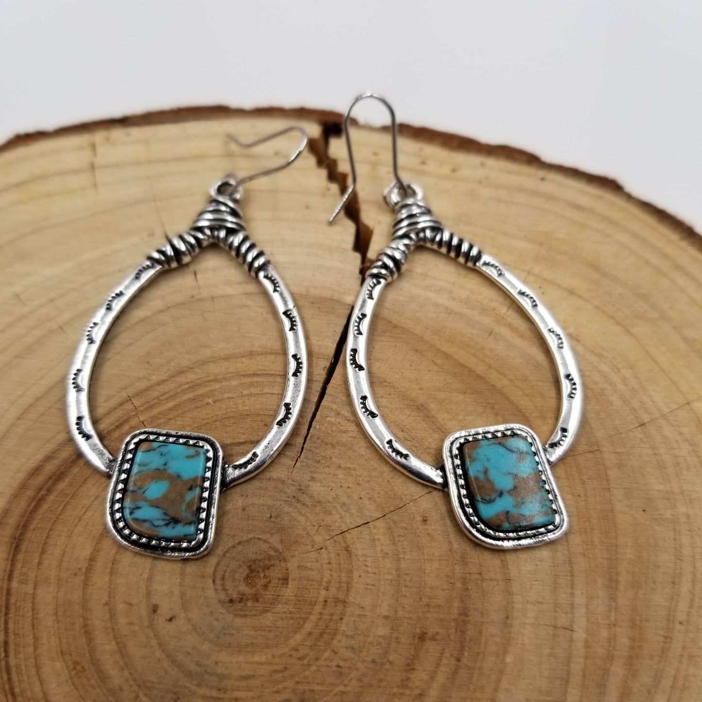 Boho Vintage Drop Turquoise  Earrings