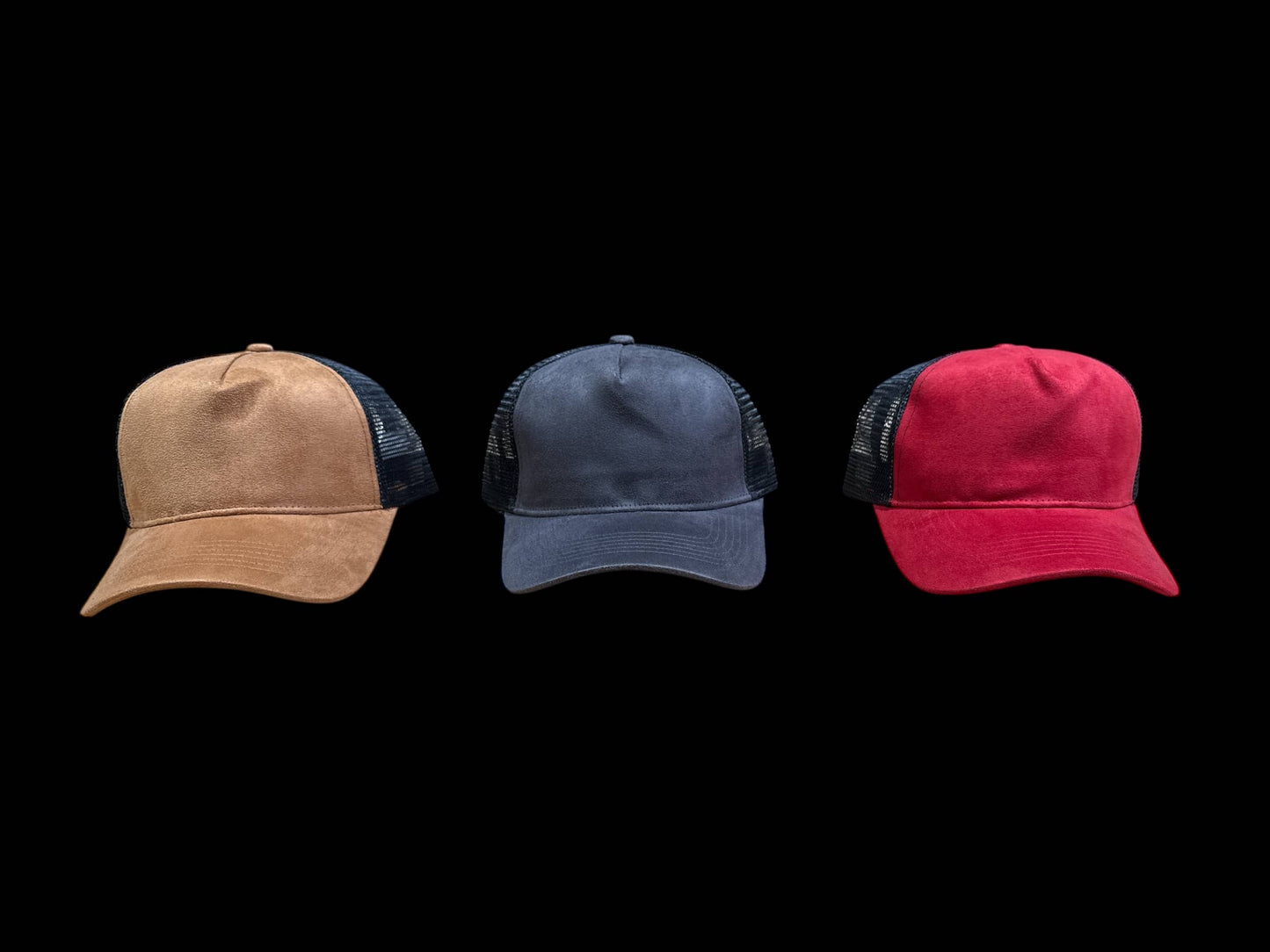 Trucker Cap Vegan Suede : TriColor White