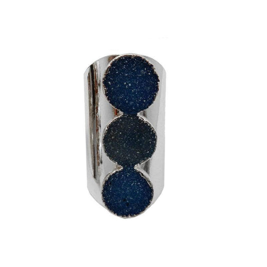 Druzy Crystal Statement Ring: Blue / Silver