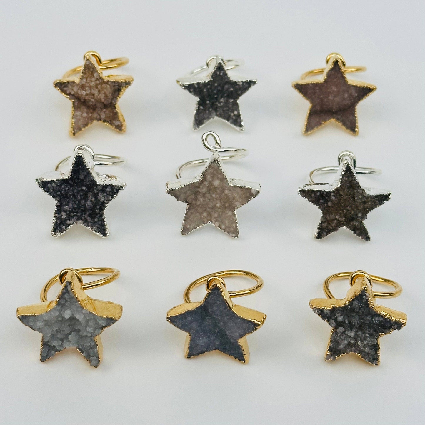 Crystal Druzy Star Wrap Ring: Silver