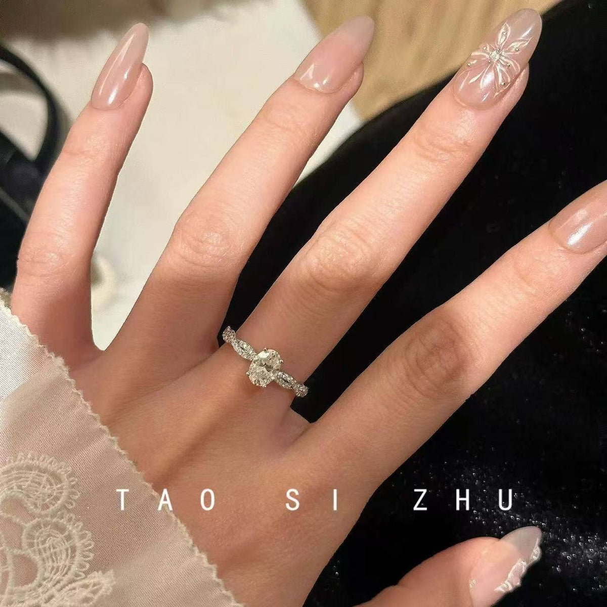 Pavé Crystal Statement Ring: Ballet Swirl / Adjustable