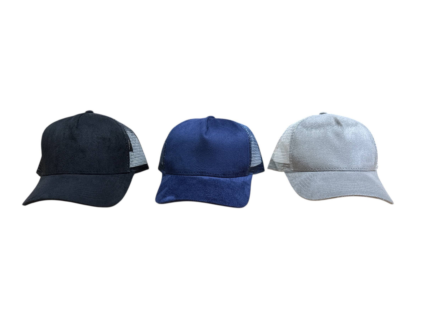 Trucker Cap Vegan Suede : Black/White
