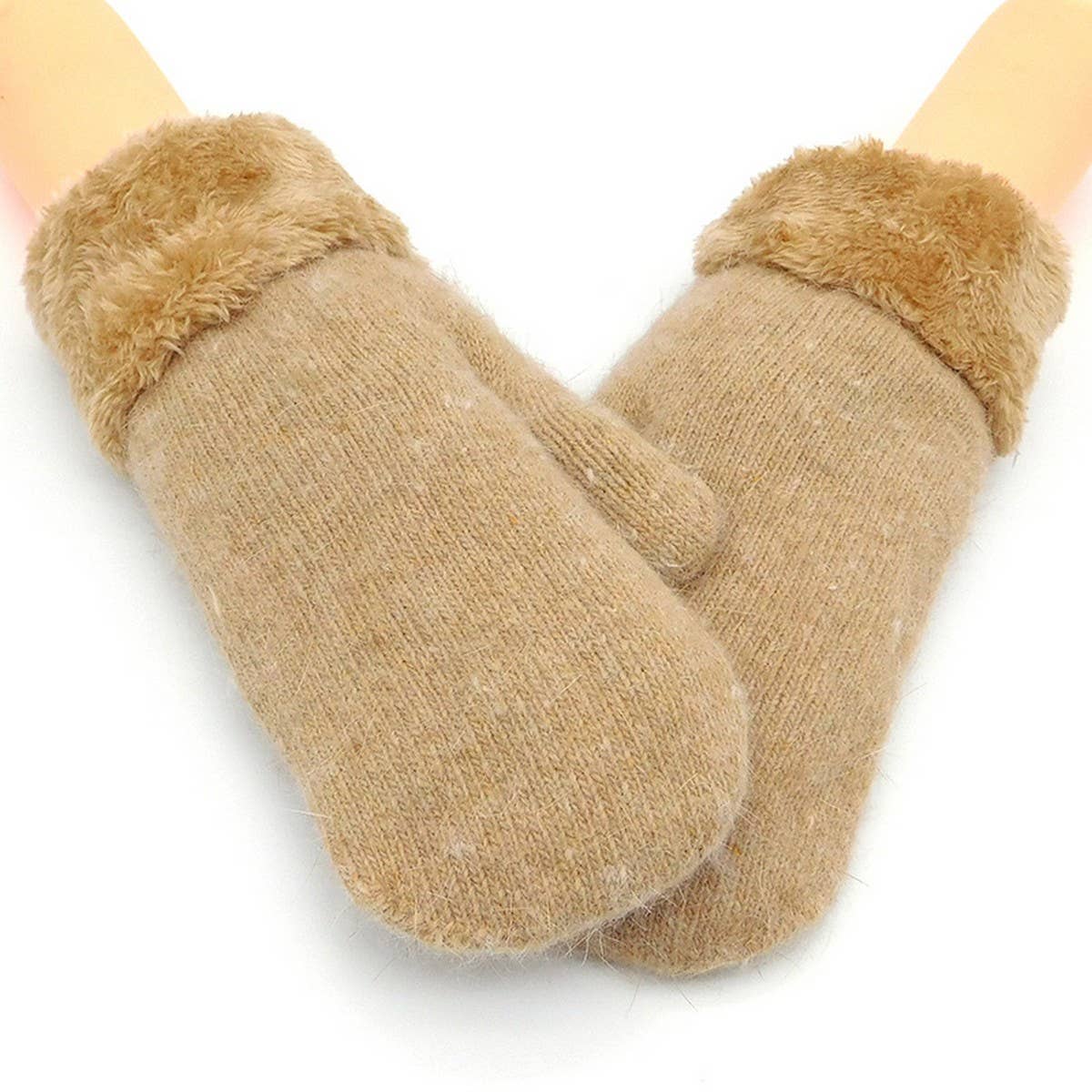 Cute Bunny Fur Mittens – Warm Double Fleece_CWAG0250: Black / (OS) 2