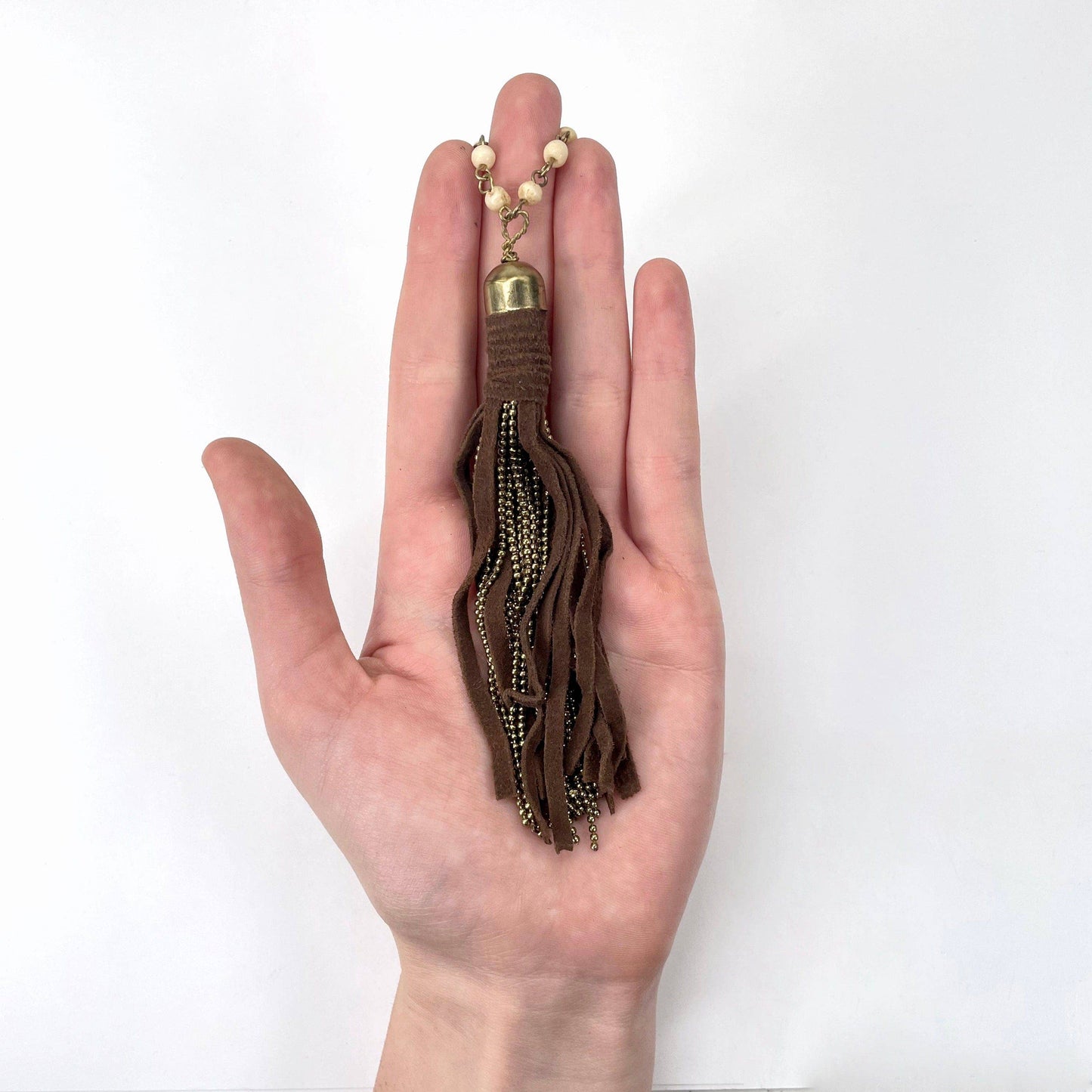 Crystal Beaded Necklace with Tassel Pendant