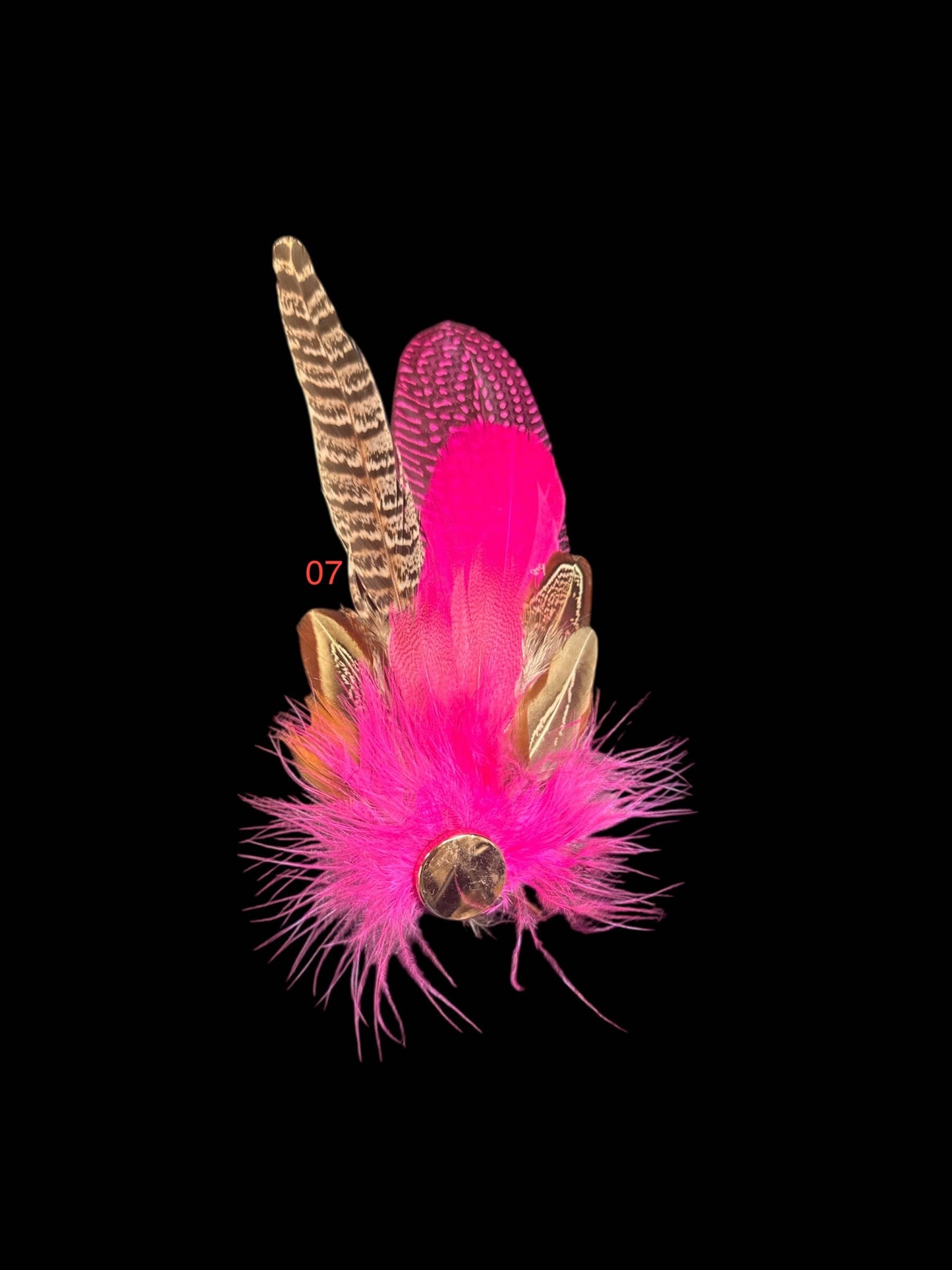 Decorative Side Hat Feathers (Out of SHOTGUN CASING): White w/button #6