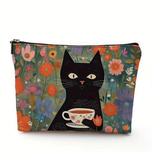 2024 NEW RETRO CAT COSMETIC BAG_CWAB2276: Black / (OS) 2